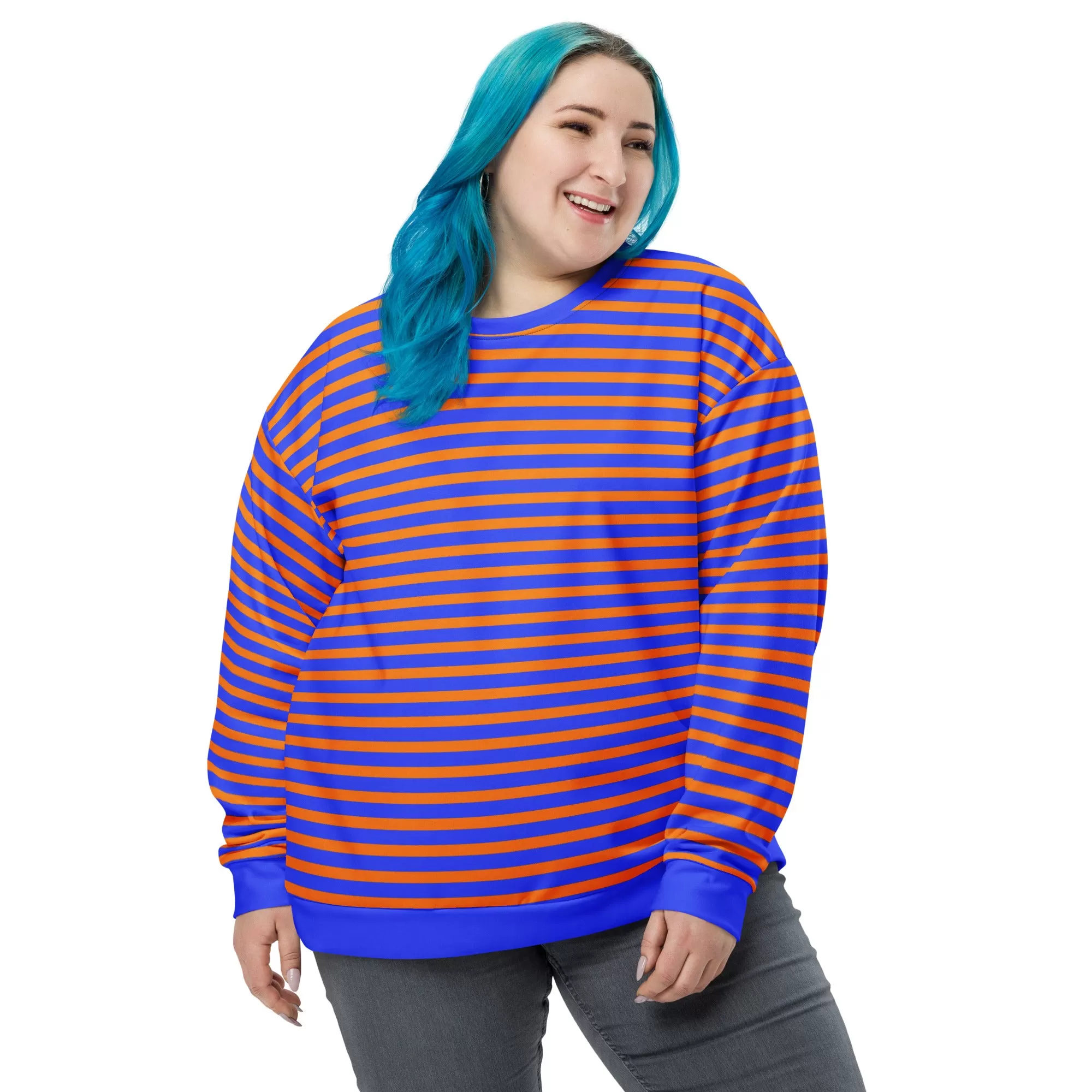 Blue And Orange Striped Sweater / Fashion For Men And Women