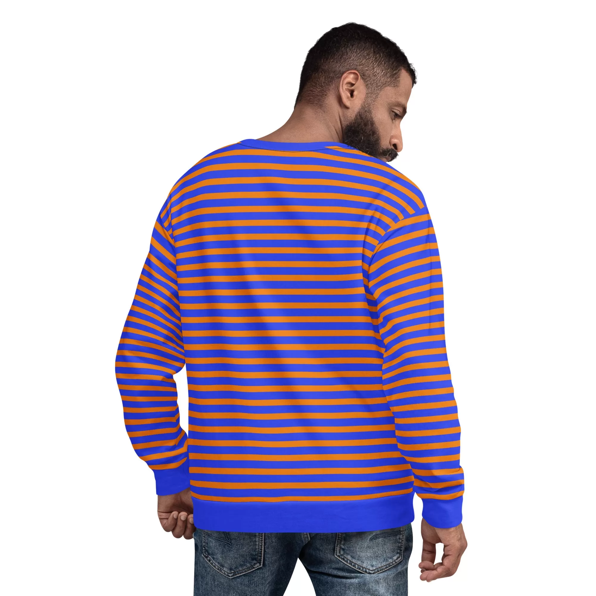 Blue And Orange Striped Sweater / Fashion For Men And Women