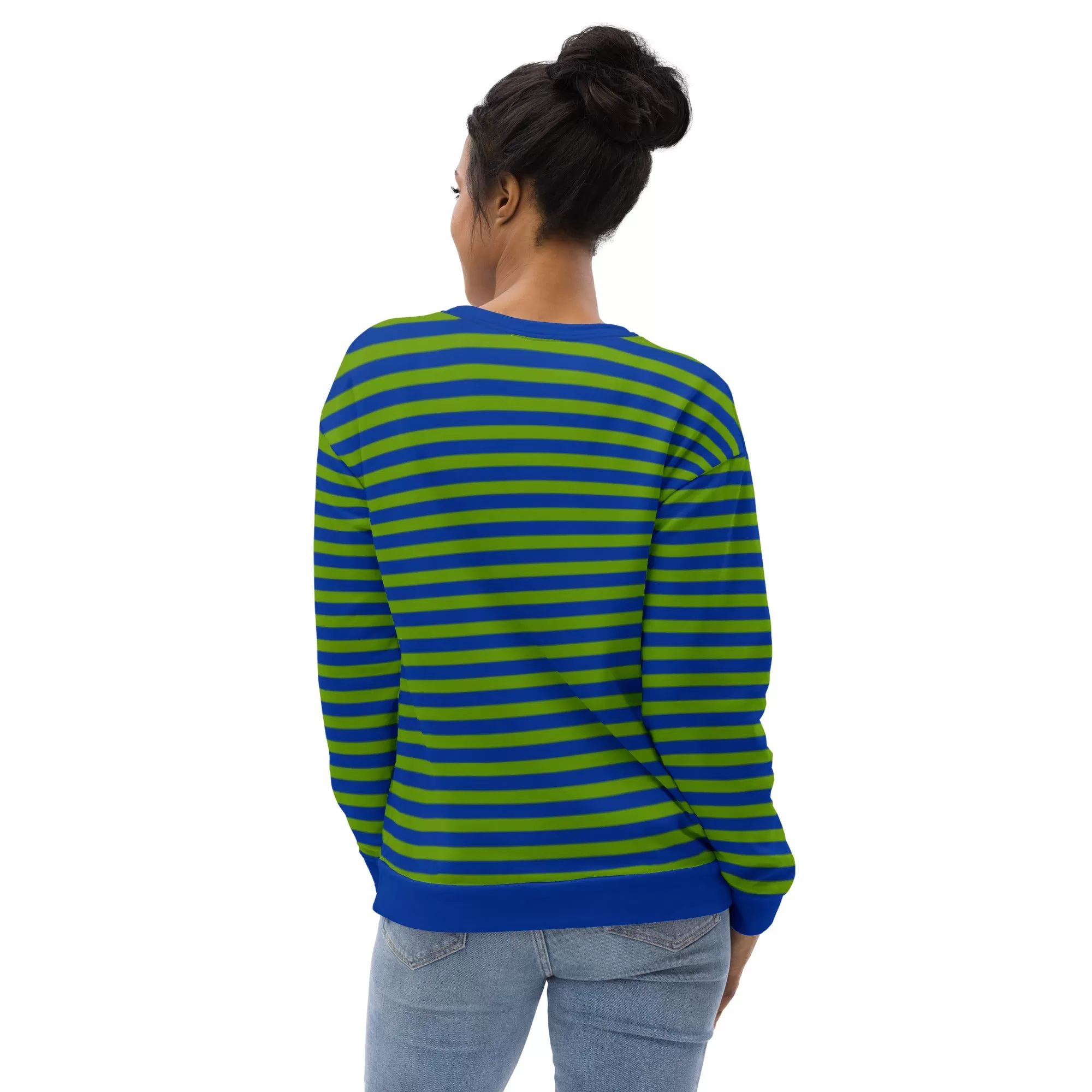 Blue Green Striped Sweater / Sustainable Sweatshirt