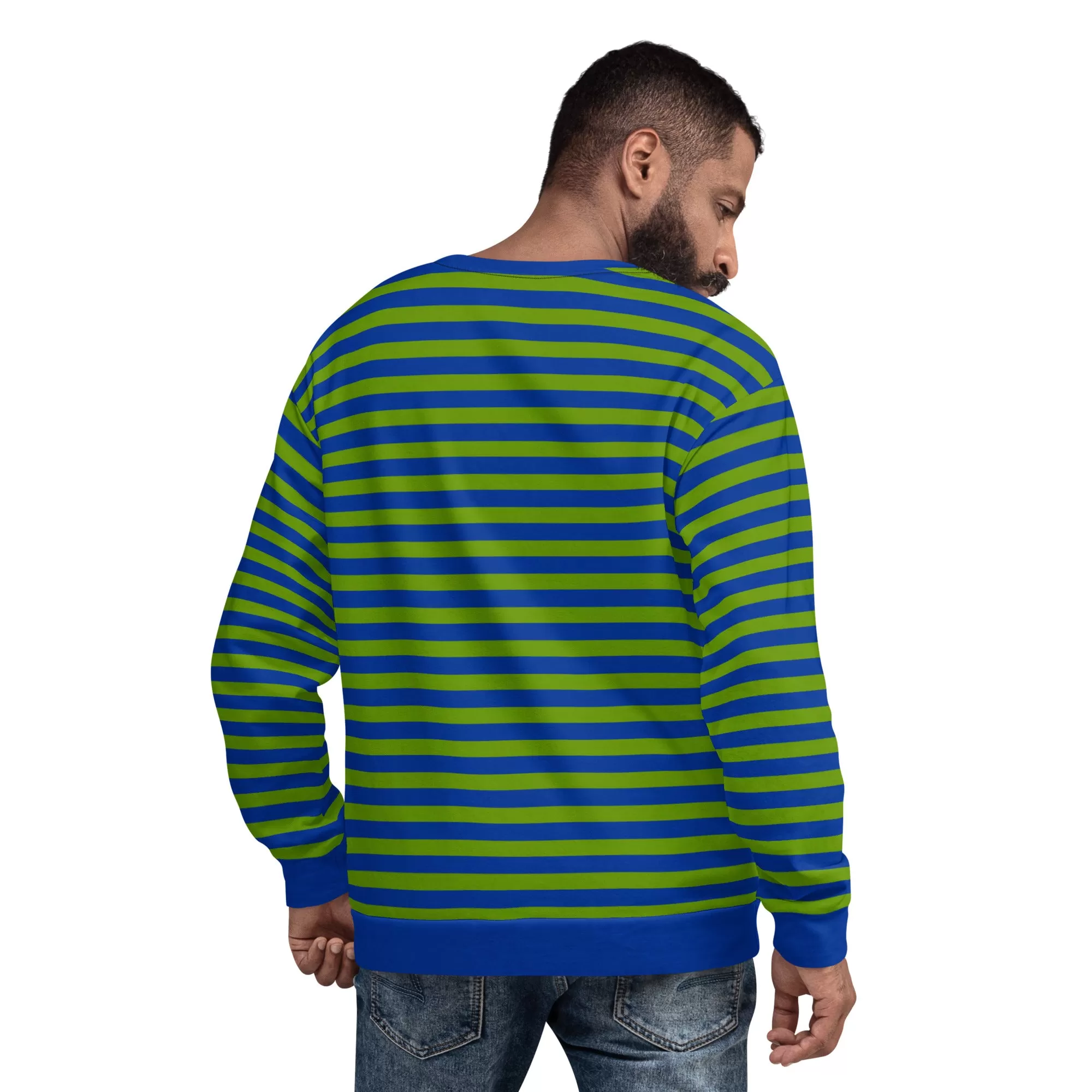 Blue Green Striped Sweater / Sustainable Sweatshirt