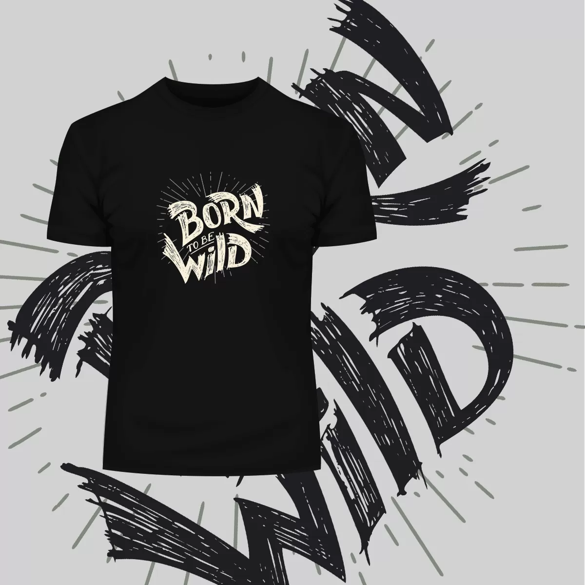 Born to Be Wild Harley Davidson Quote Biking Typographygraphy T-shirt