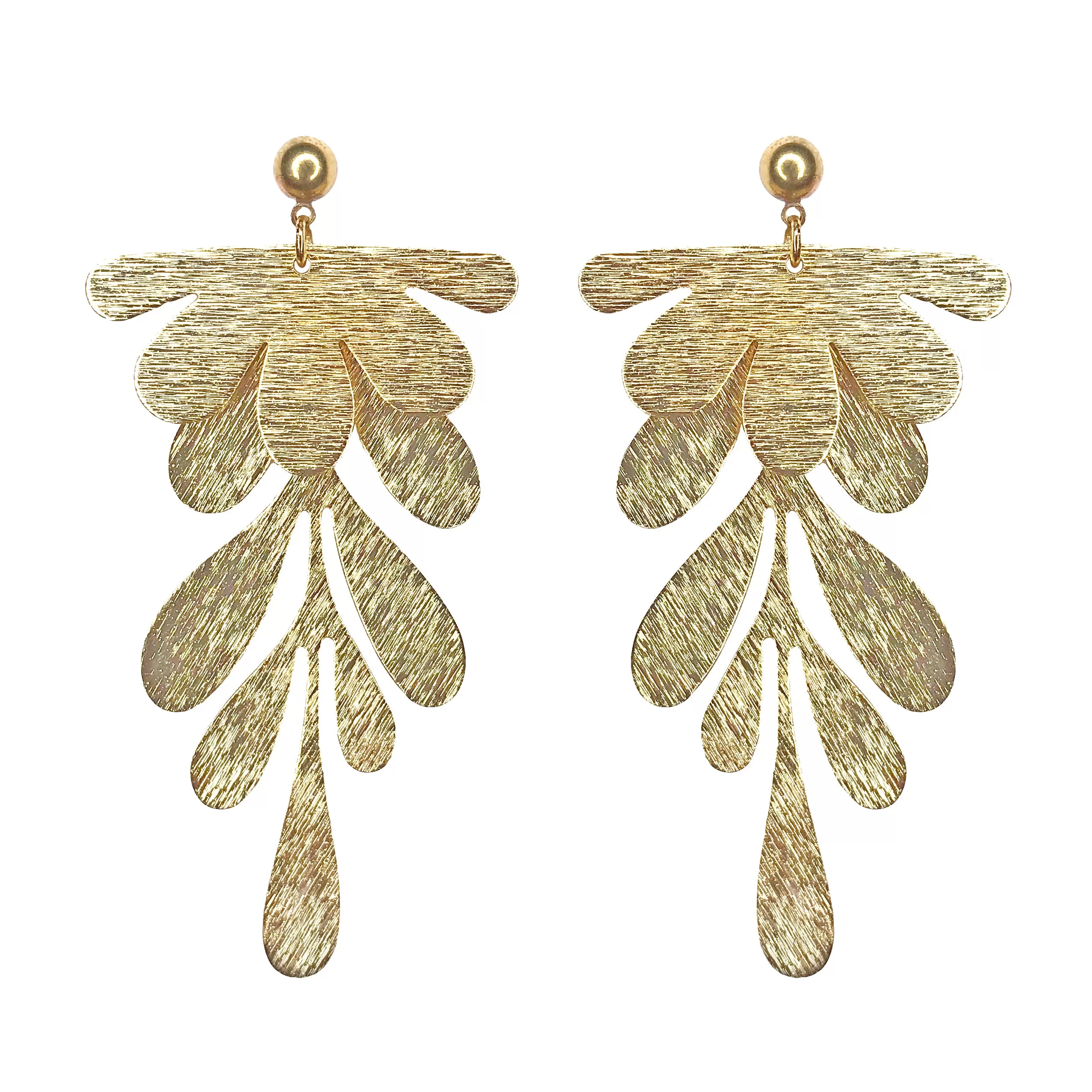 BOTANICAL EARRINGS [ Gold Plated Brass, Floral ]