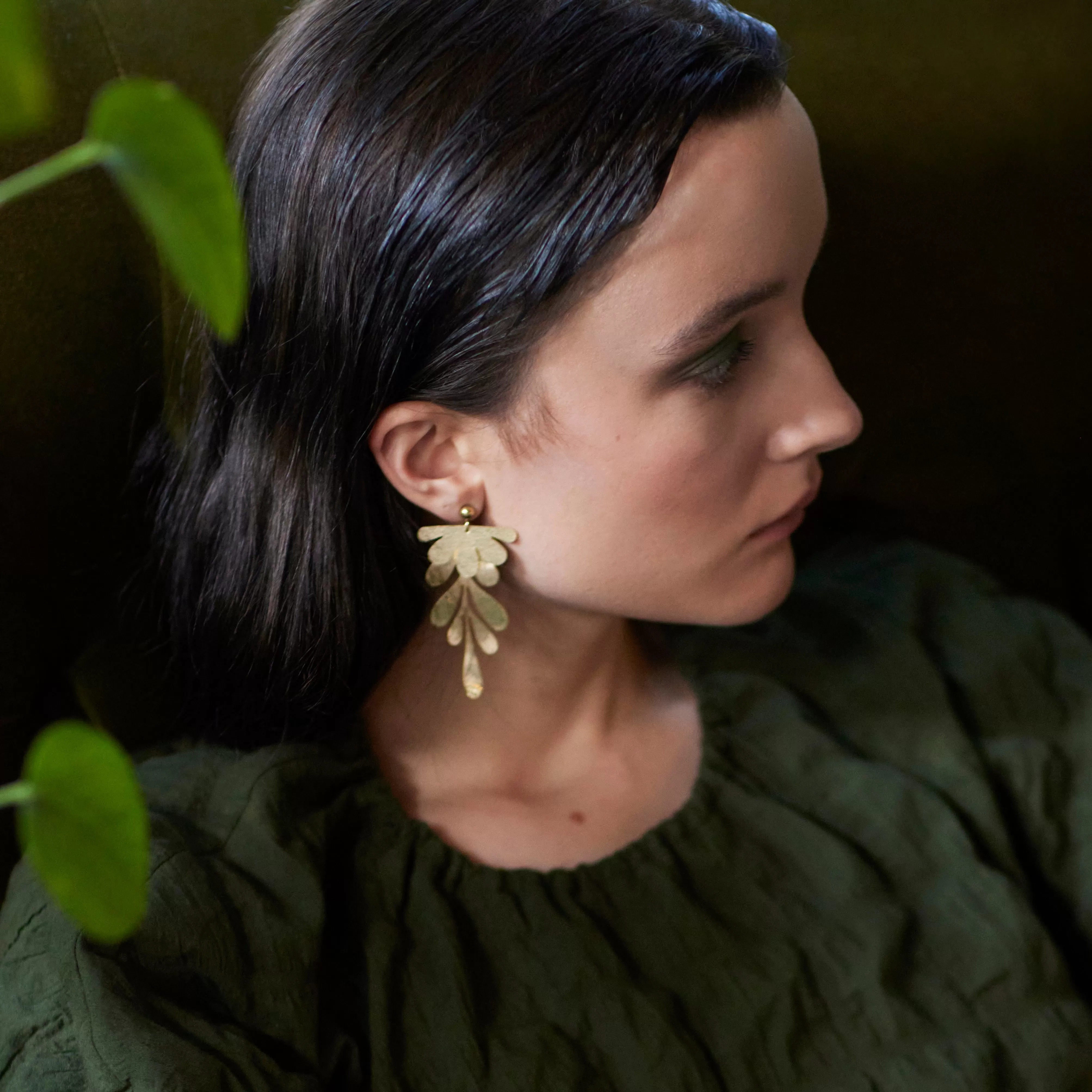 BOTANICAL EARRINGS [ Gold Plated Brass, Floral ]