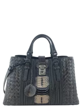 Bottega Veneta Intrecciato Snakeskin Small Roma Bag NEW