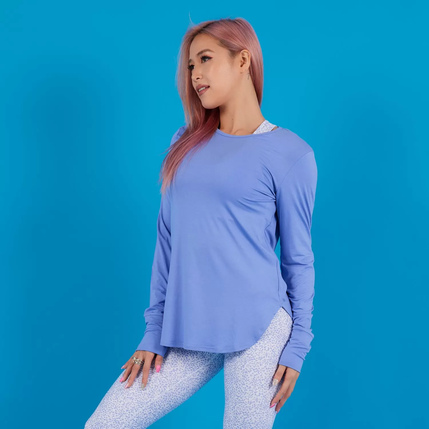 Breathe Long-Sleeve Top in Powder Blue - FINAL SALE