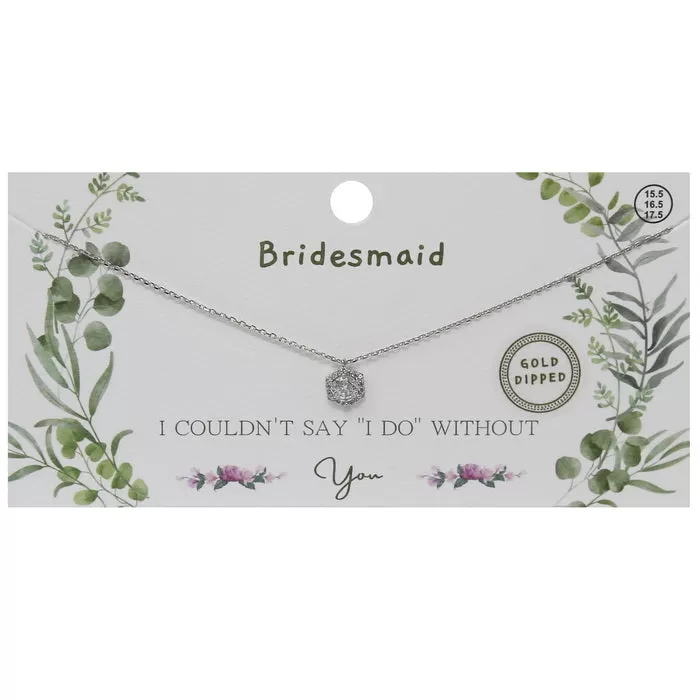 BRIDESMAID CZ Pave Hexagon Pendant Gold Dipped Necklace