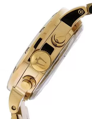 Bulova Ladies 19 Diamond Maiden Lane Chronograph - Gold Tone Link Bracelet