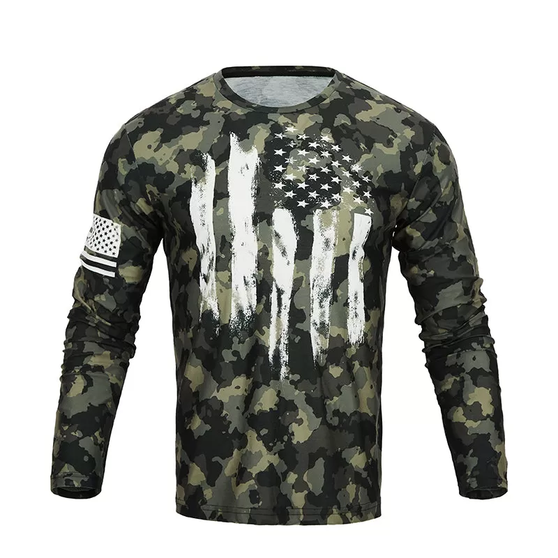 CAMO USA FLAG GRAPHIC LONG SLEEVE T-SHIRT