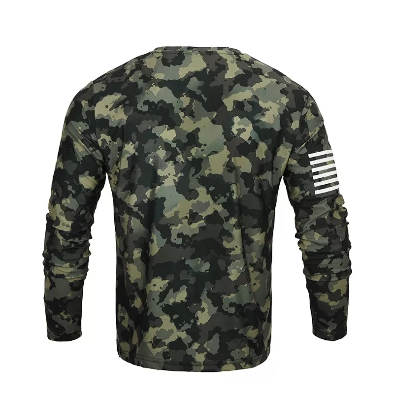 CAMO USA FLAG GRAPHIC LONG SLEEVE T-SHIRT