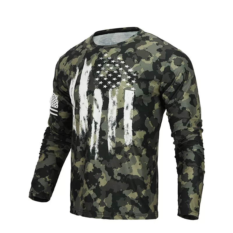 CAMO USA FLAG GRAPHIC LONG SLEEVE T-SHIRT