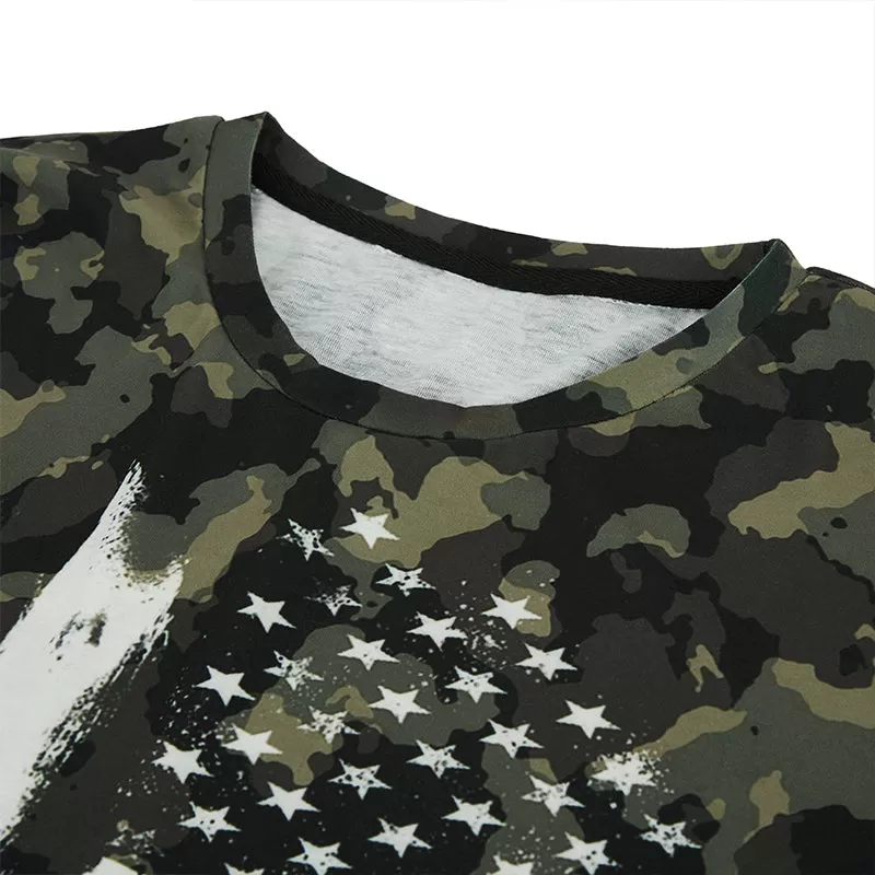 CAMO USA FLAG GRAPHIC LONG SLEEVE T-SHIRT