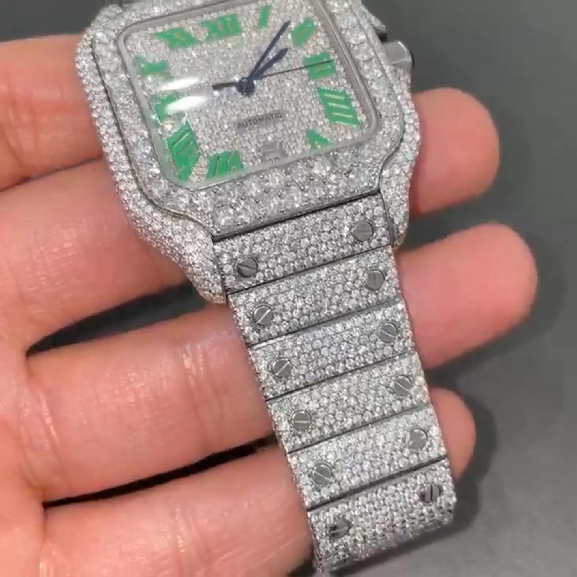 Cartier Santos Moissanite Diamond Watch w 26