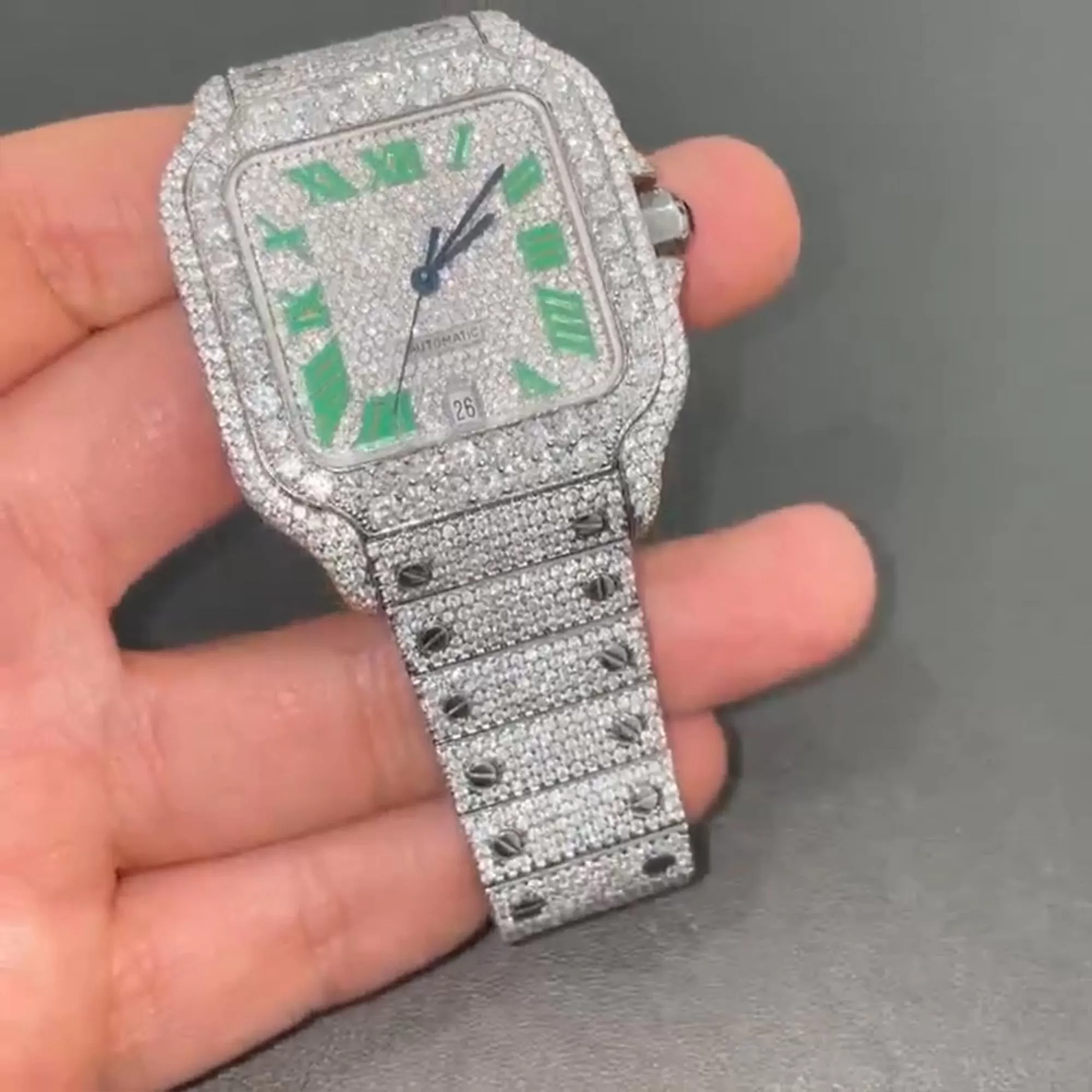 Cartier Santos Moissanite Diamond Watch w 26