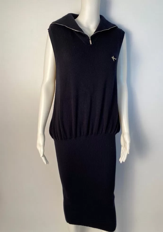 Chanel 08C 2008 Cruise Coco Line Black Sleeveless Ribbed Blouson Dress FR 38 US 6