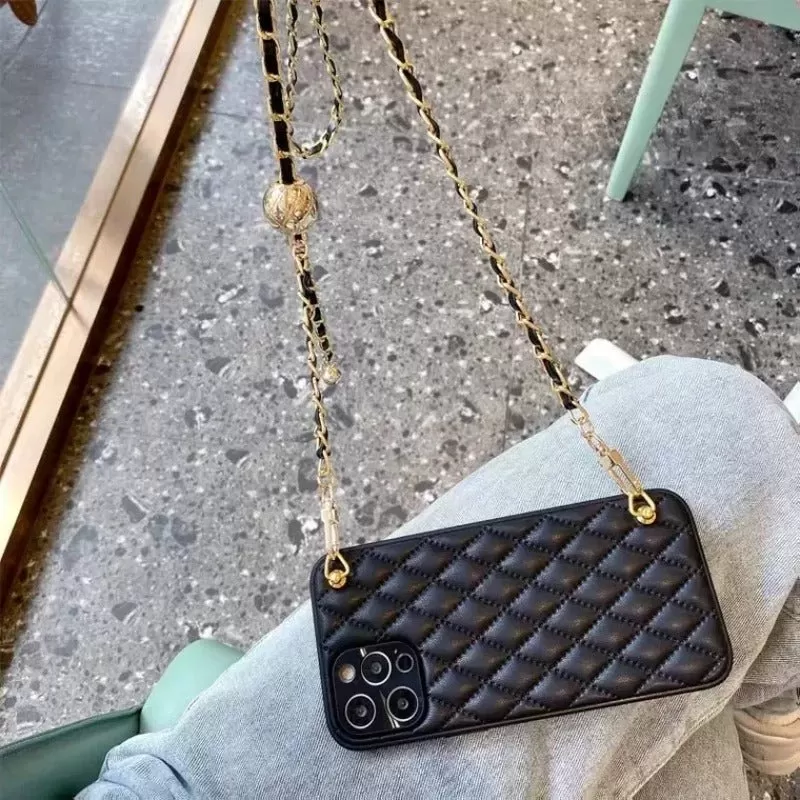 Chanel Inspired Phone Case with lanyard chain