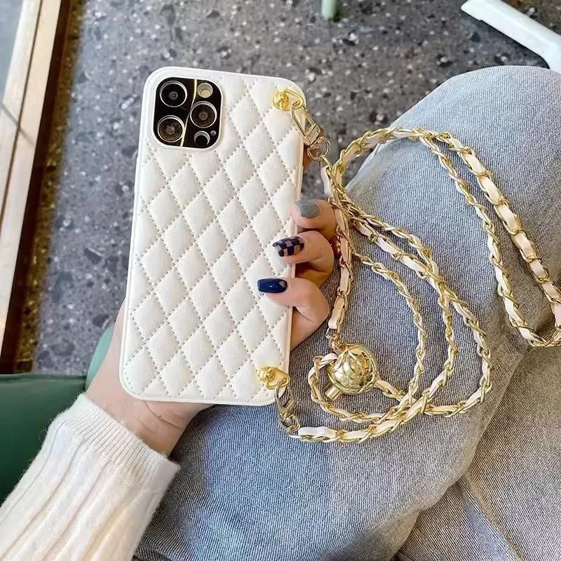 Chanel Inspired Phone Case with lanyard chain