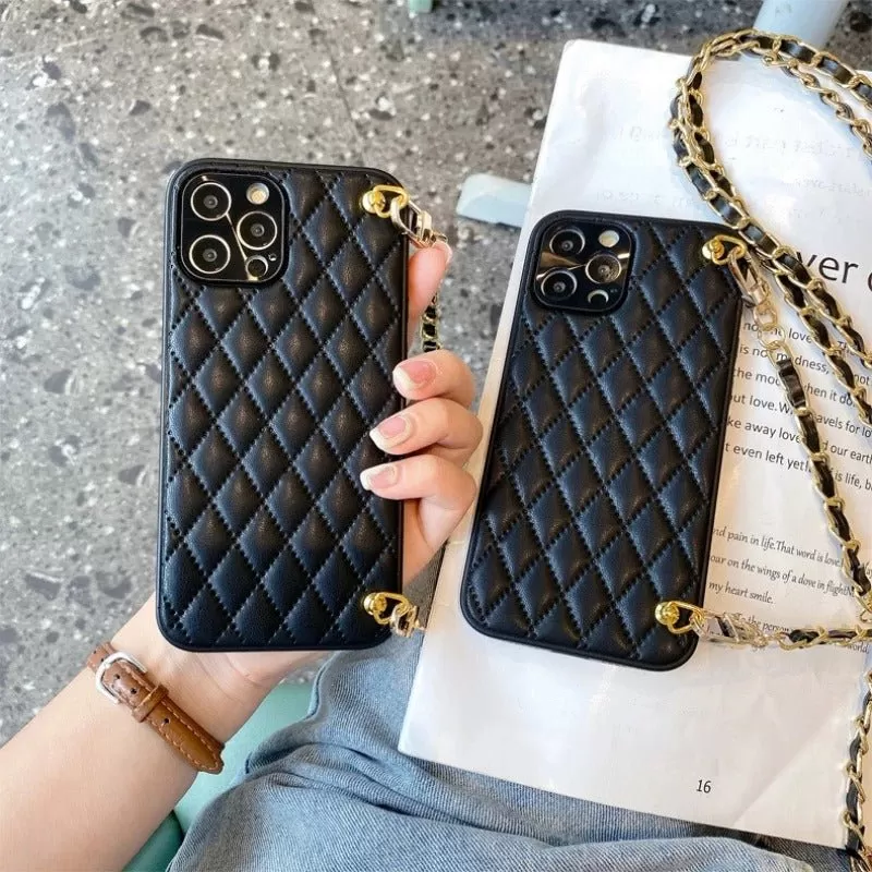 Chanel Inspired Phone Case with lanyard chain