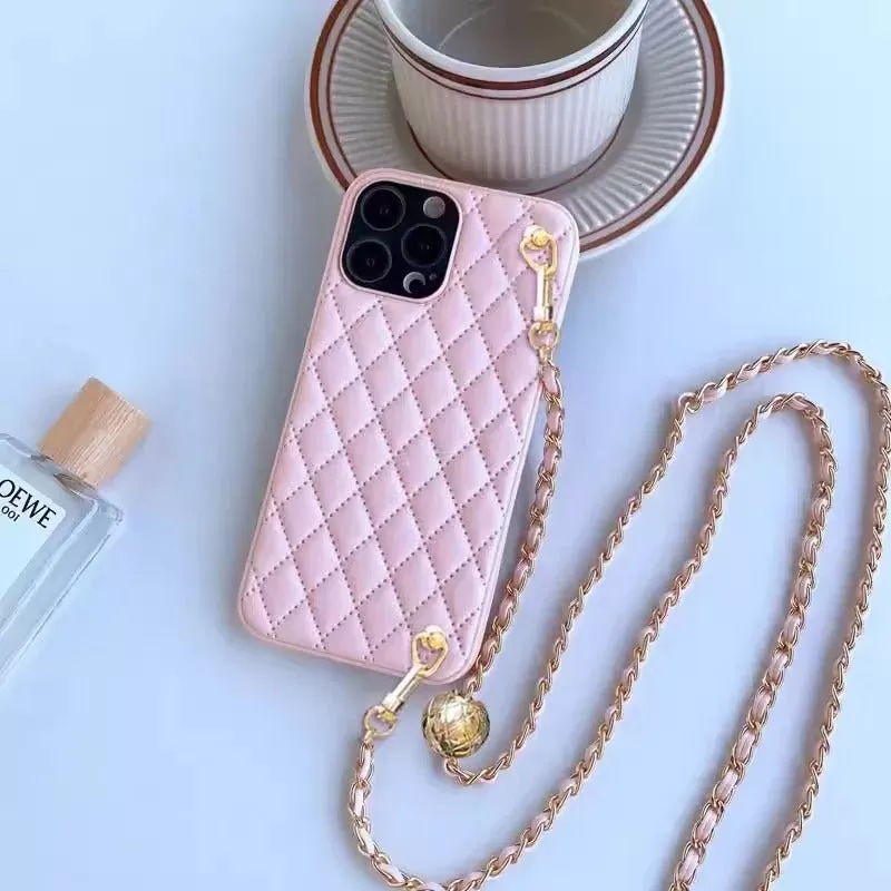 Chanel Inspired Phone Case with lanyard chain