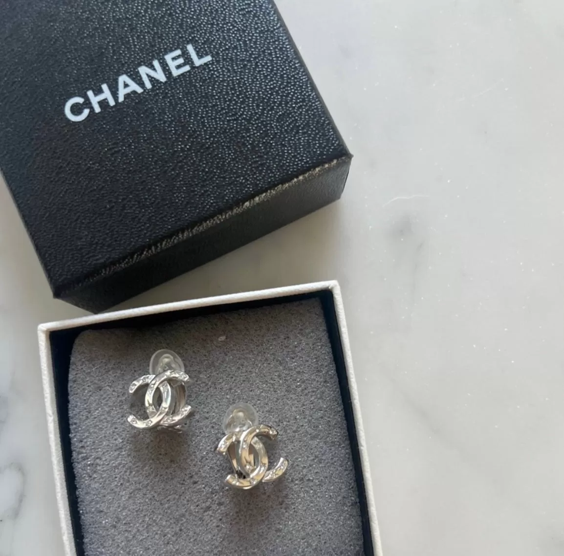 Chanel Rhinestone Clip on Earrings