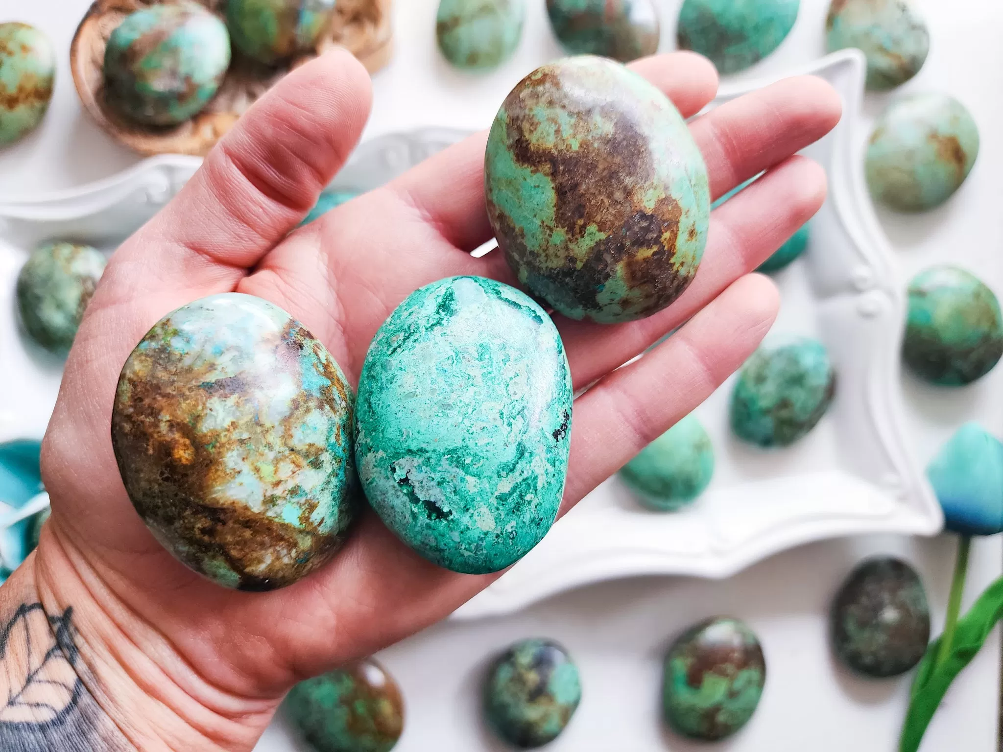 Chrysocolla Palm Stone || Peru