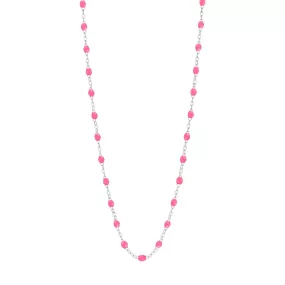 Classic Gigi Pink necklace, White Gold, 16.5"