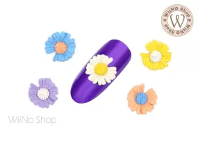 Color Daisy Flower Nail Metal Charm - 2 pcs