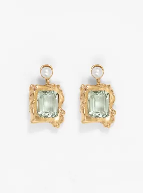 Cornice Green Amethyst Gold-Plated Bronze Drop Earrings