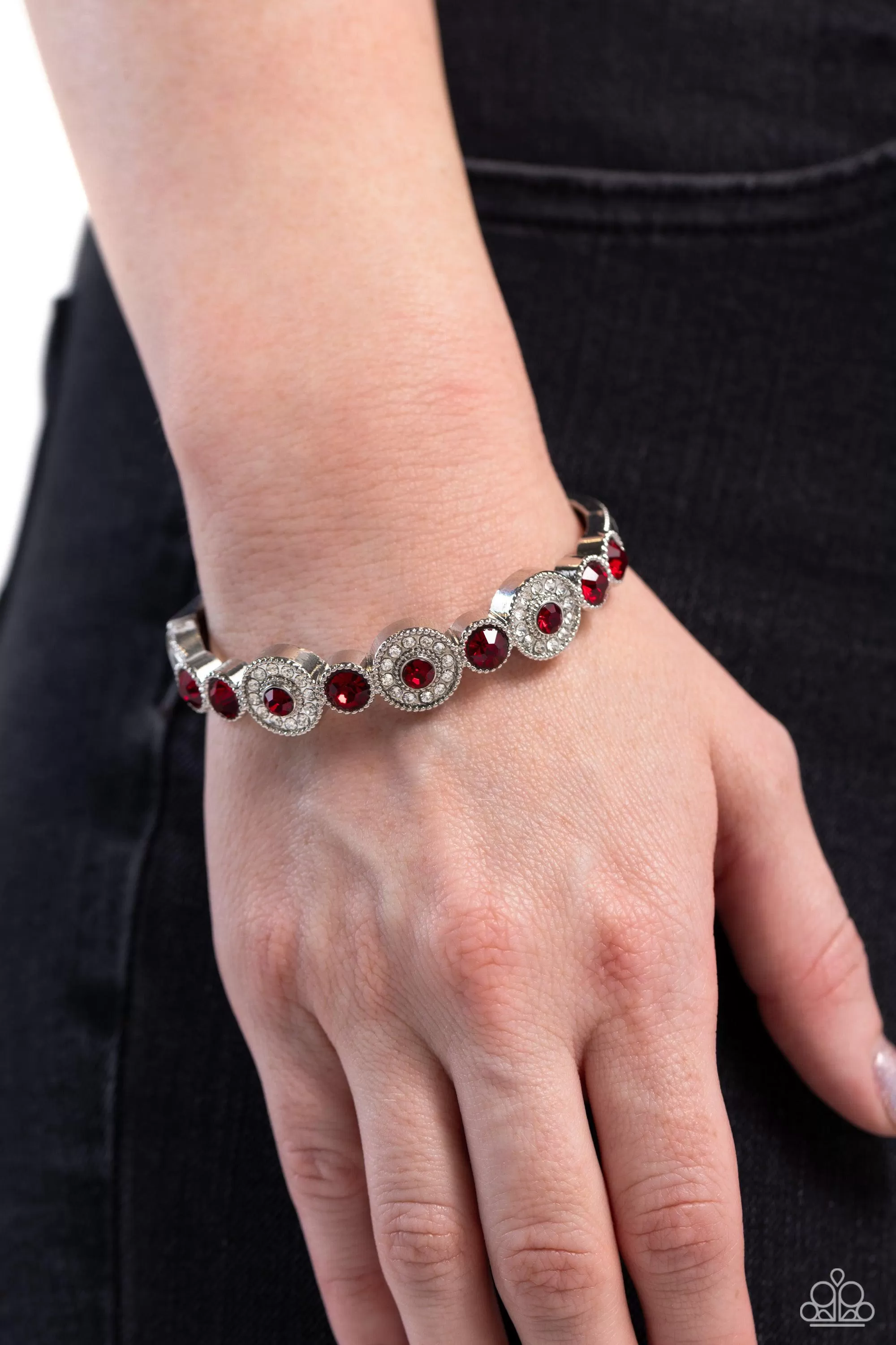 Crowns Only Club Red Rhinestone Bracelet - Paparazzi Accessories