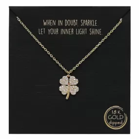 CZ Pave Four Leaf Clover Short Chain Necklace