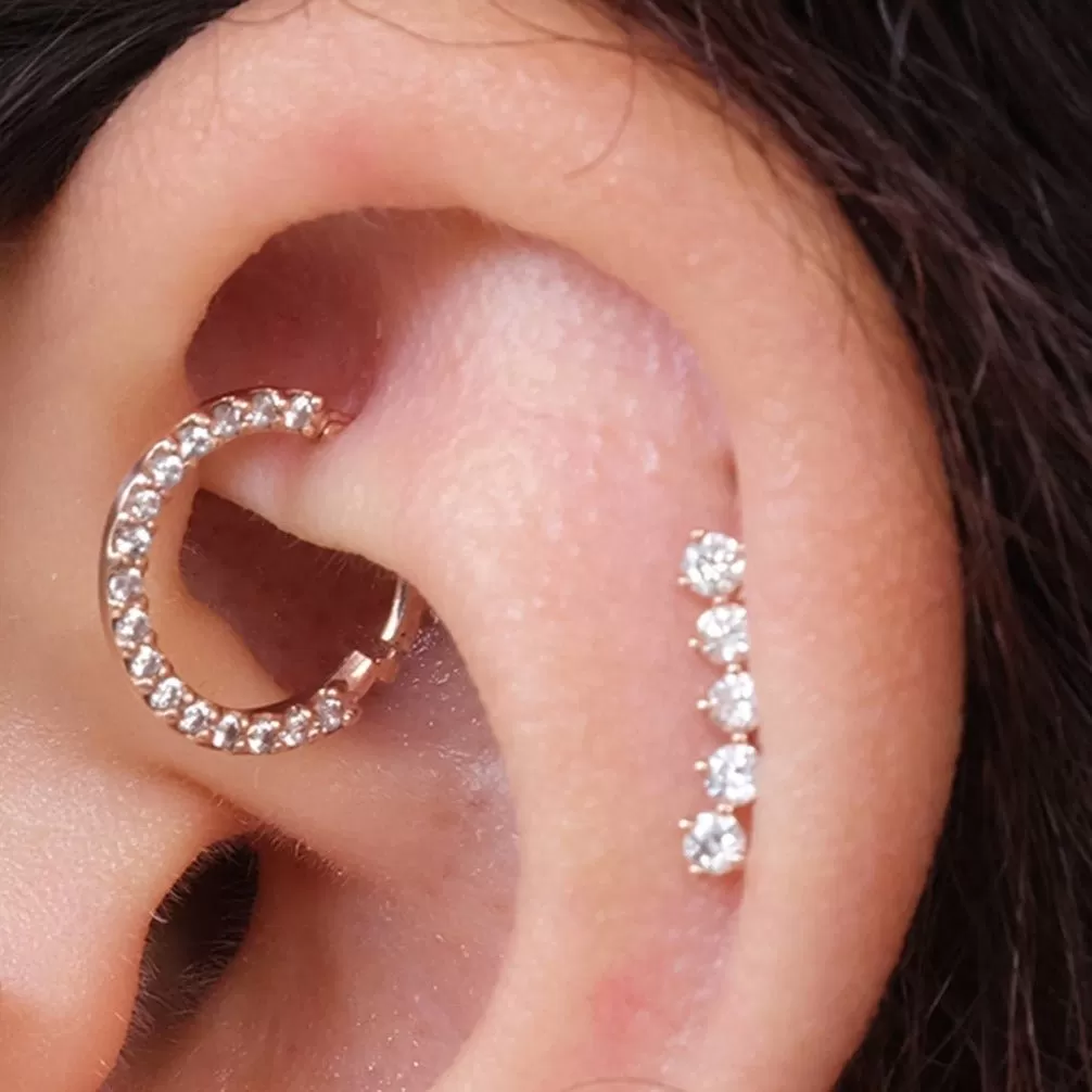 Diamond Constellation Ear Climber Flat Back Earring