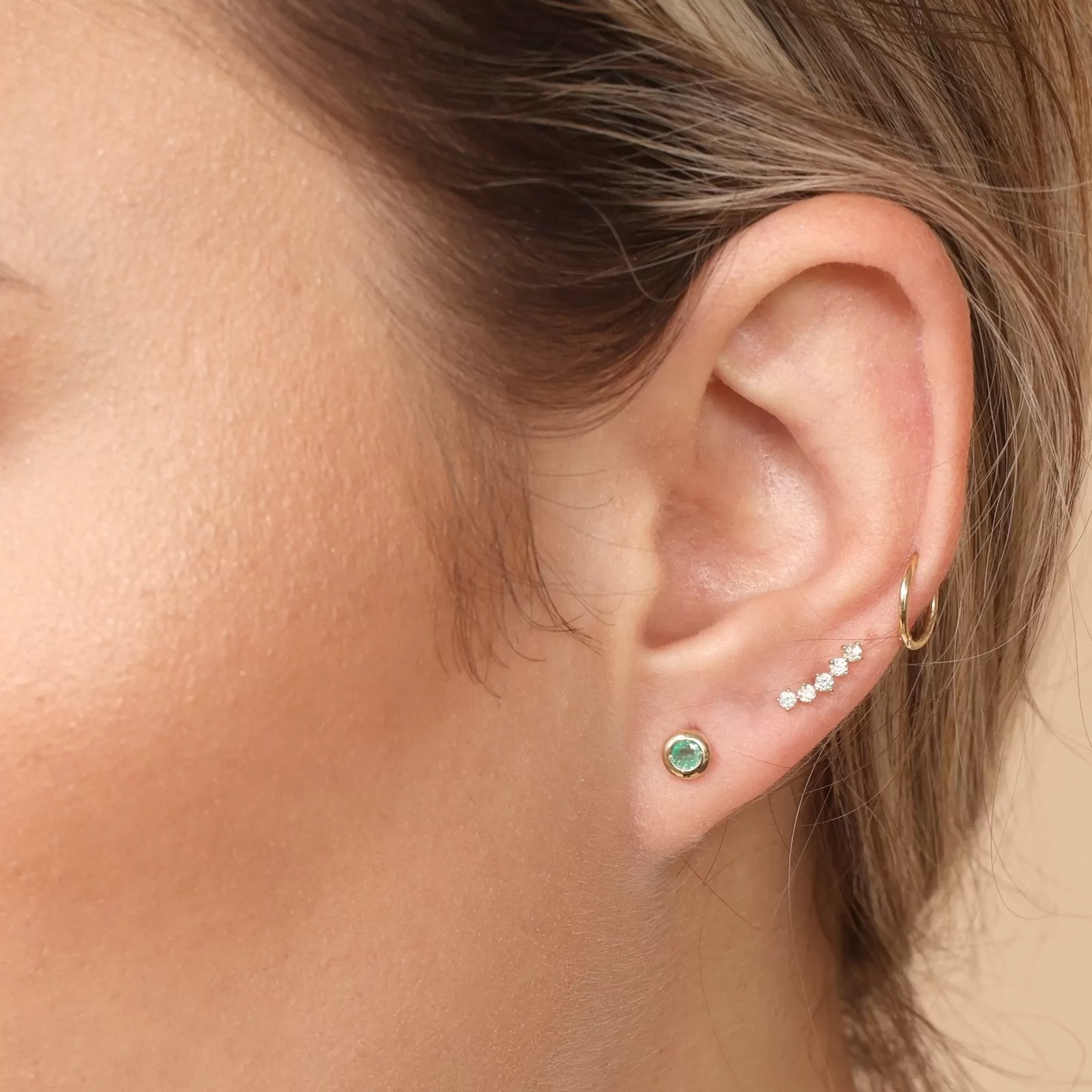 Diamond Constellation Ear Climber Flat Back Earring