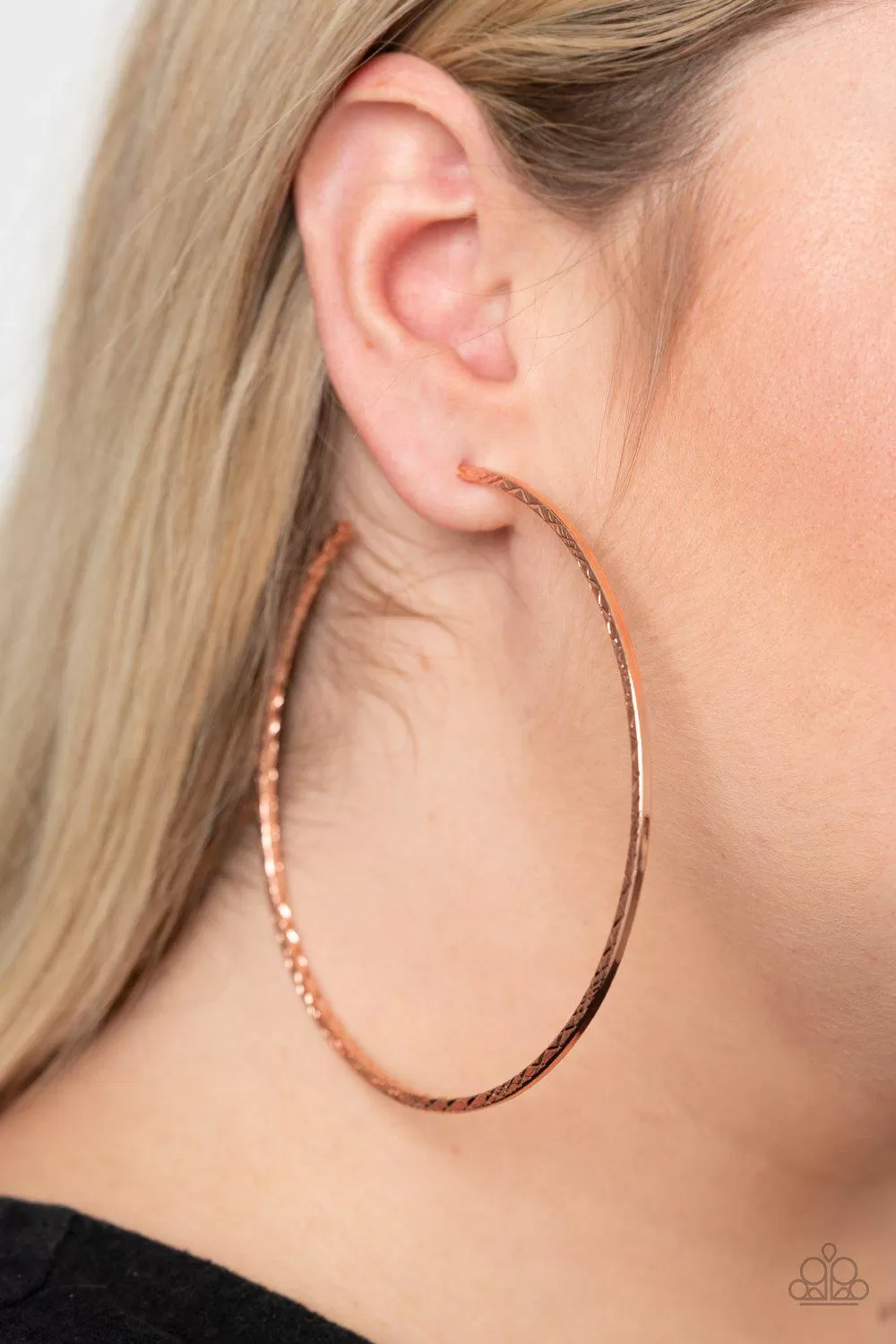 Diamondback Diva Copper Hoop Earrings - Paparazzi Accessories