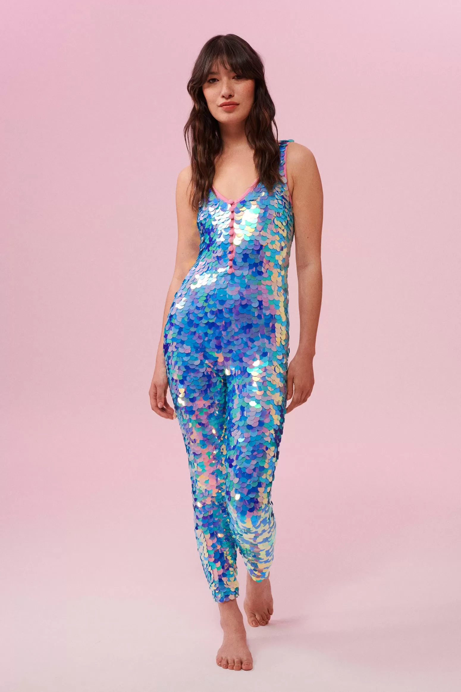 ELECTRA SEQUIN JUMPSUIT - AMETHYST