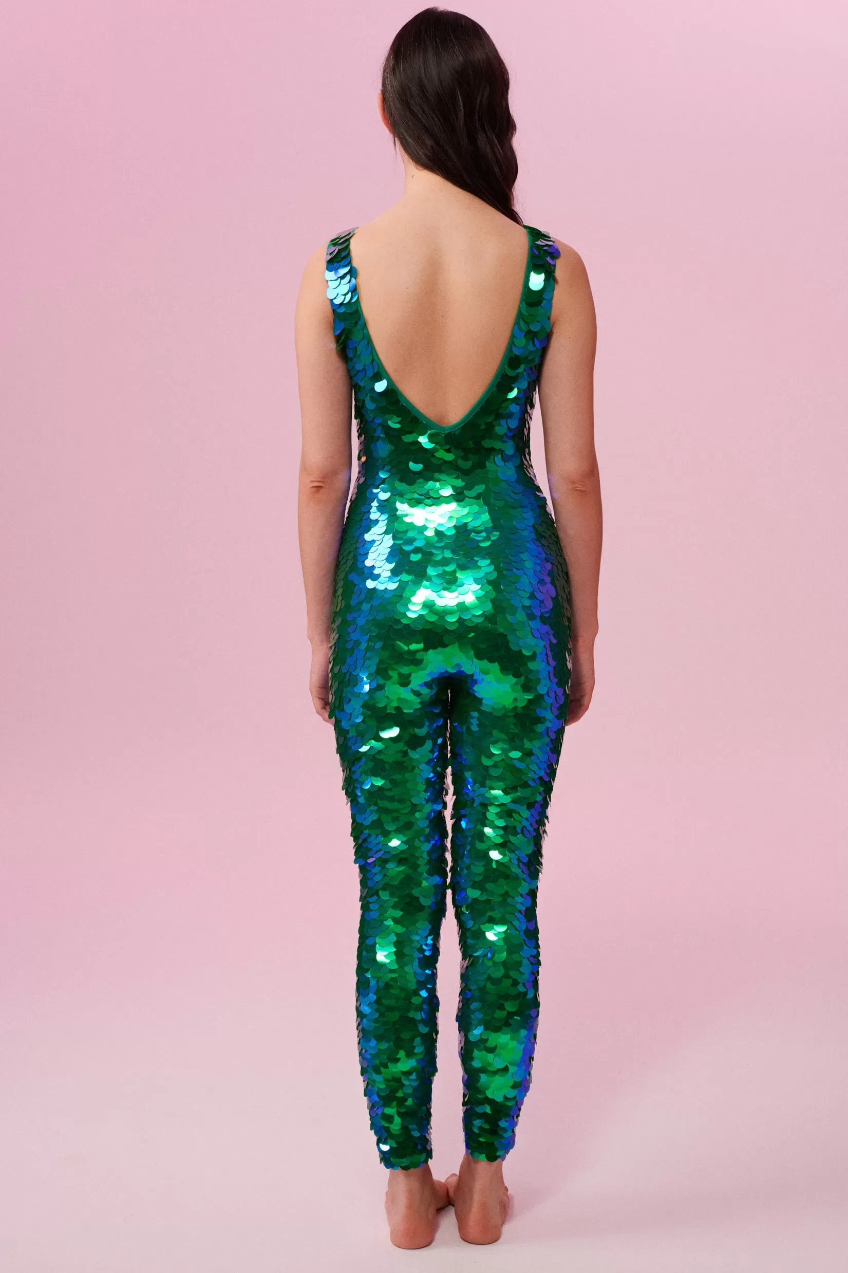 ELECTRA SEQUIN JUMPSUIT - EMERALD