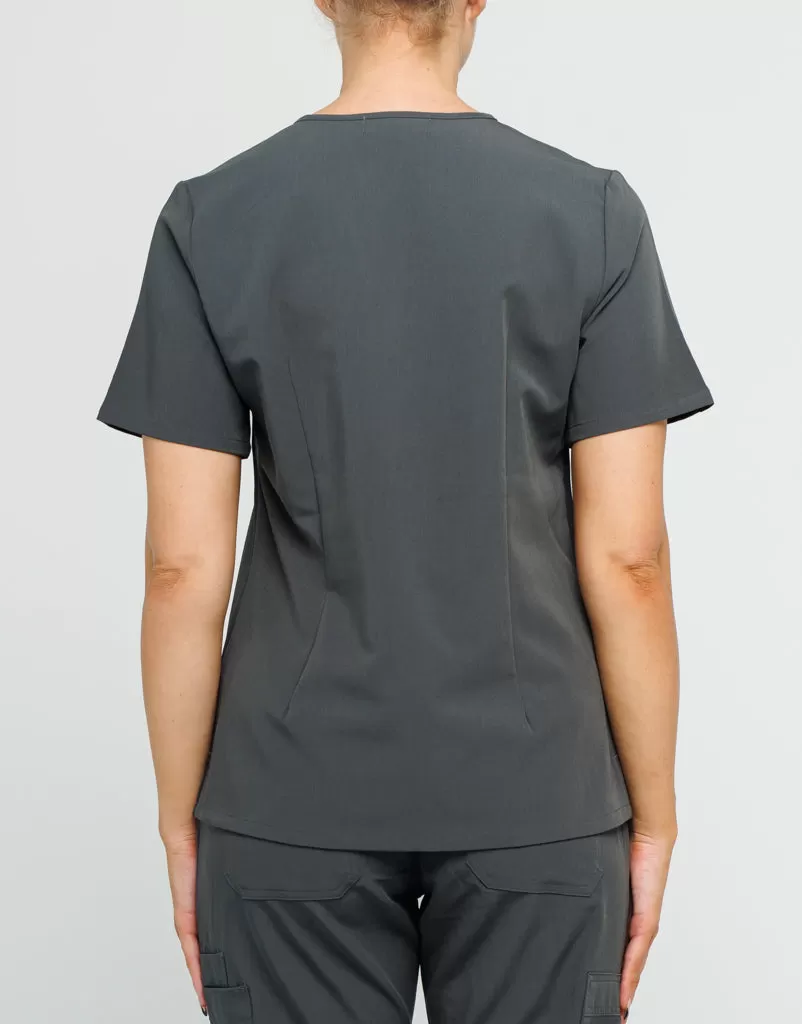 Essential One Pocket V Neck Scrub Top - Asphalt