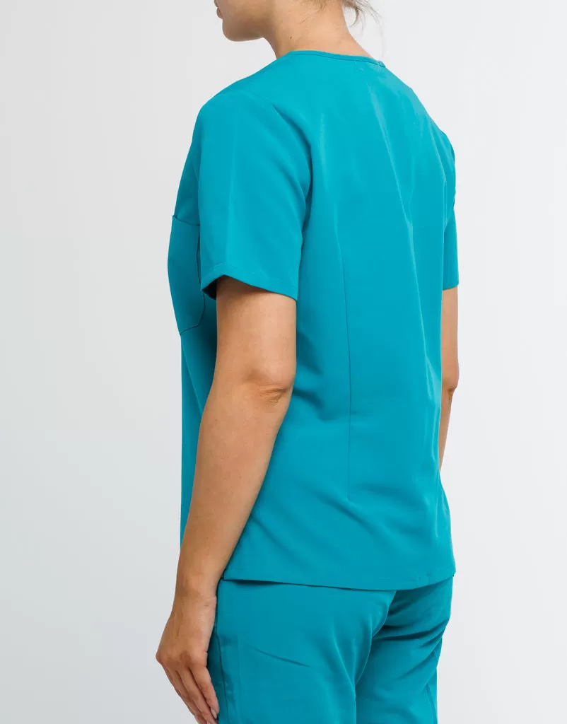 Essential One Pocket V Neck Scrub Top - Sydney Teal