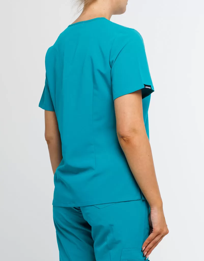 Essential One Pocket V Neck Scrub Top - Sydney Teal