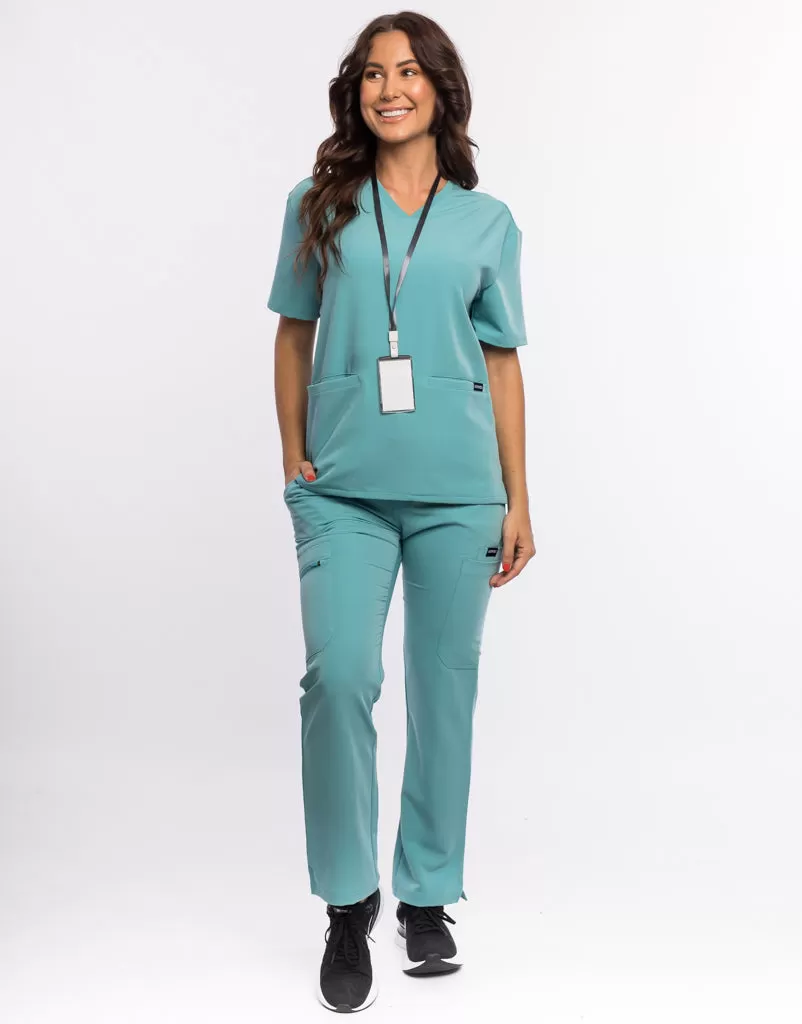 Essential V Neck Scrub Top - Audrey Teal