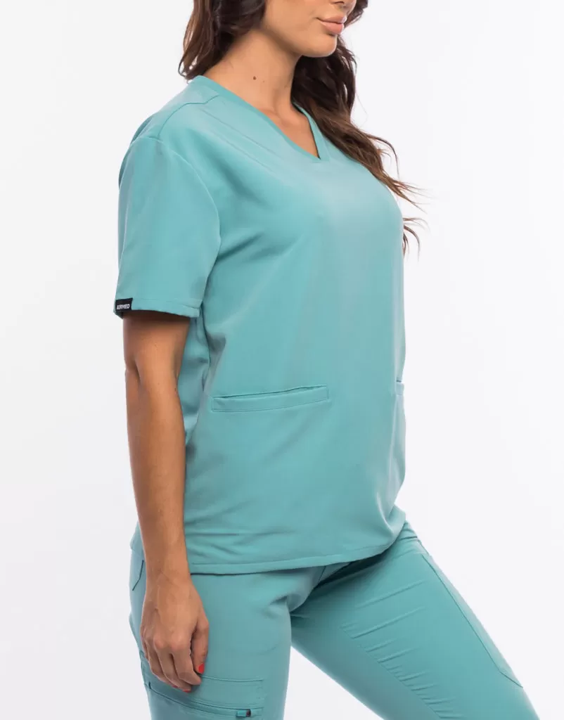 Essential V Neck Scrub Top - Audrey Teal