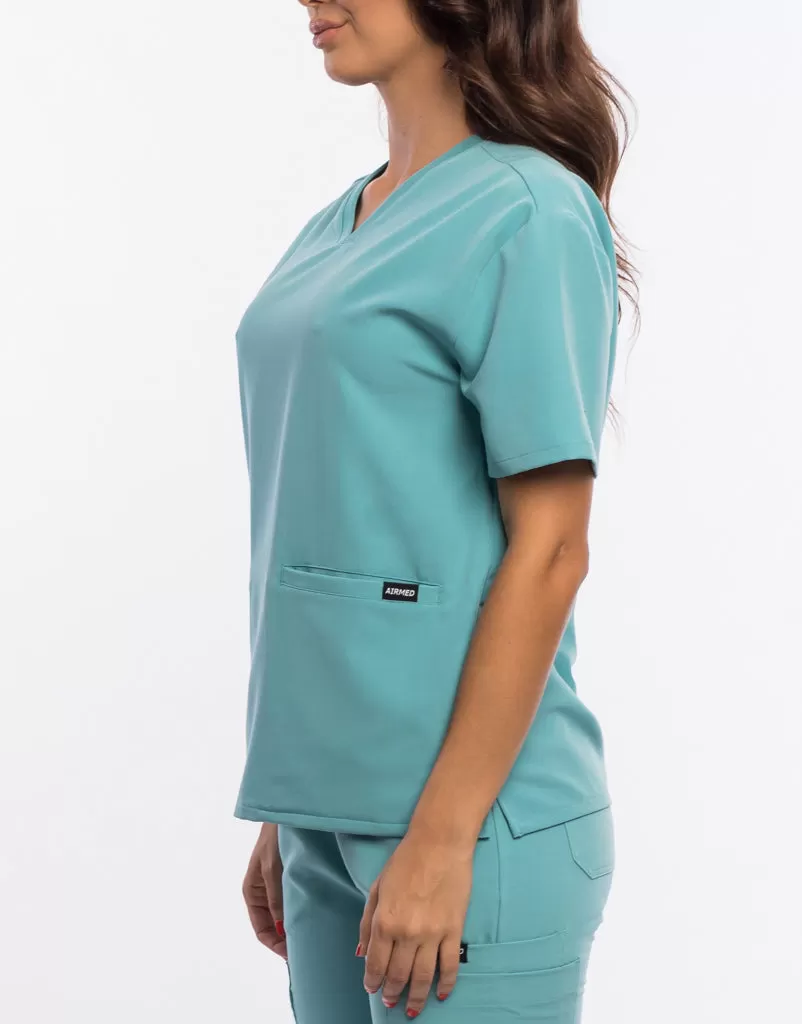 Essential V Neck Scrub Top - Audrey Teal