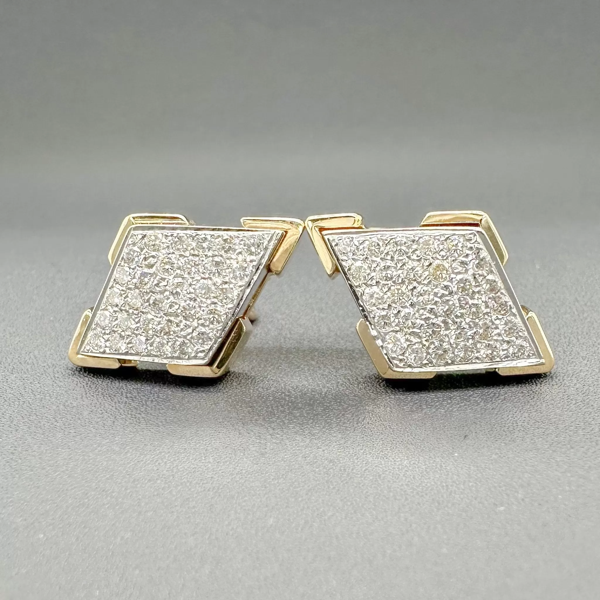 Estate 14K TT Gold 1.80ctw H-I/SI1-2 Diamond Earrings