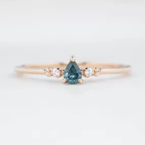 Estel Ring - 0.15ct Blue Green Montana Sapphire Ring, 14k Rose Gold