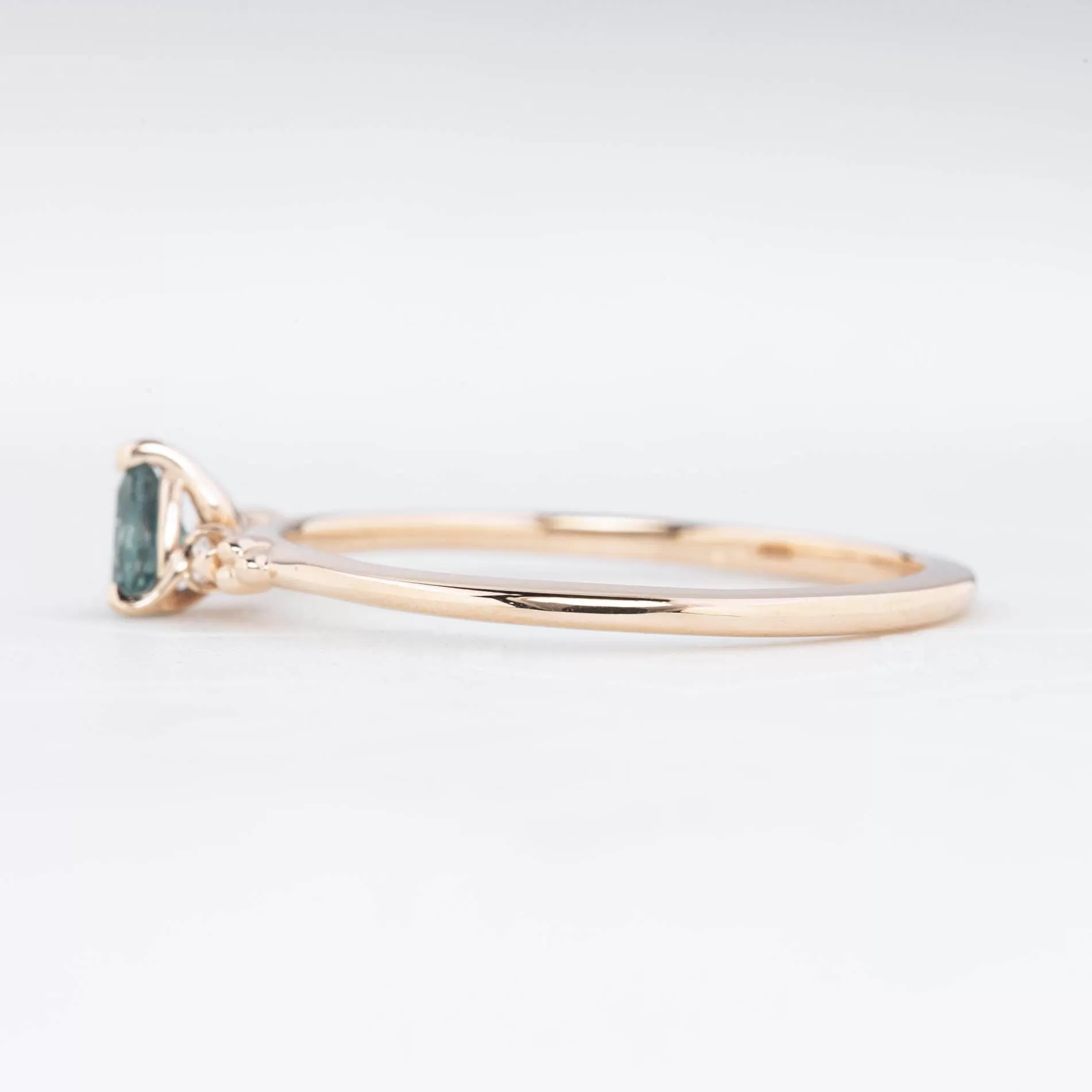 Estel Ring - 0.15ct Blue Green Montana Sapphire Ring, 14k Rose Gold