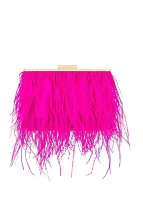 Estelle Feathered Clutch - Fuchsia