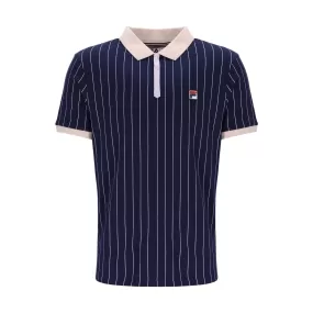 Fila Vintage BB1 Striped Polo Shirt Navy/Pink