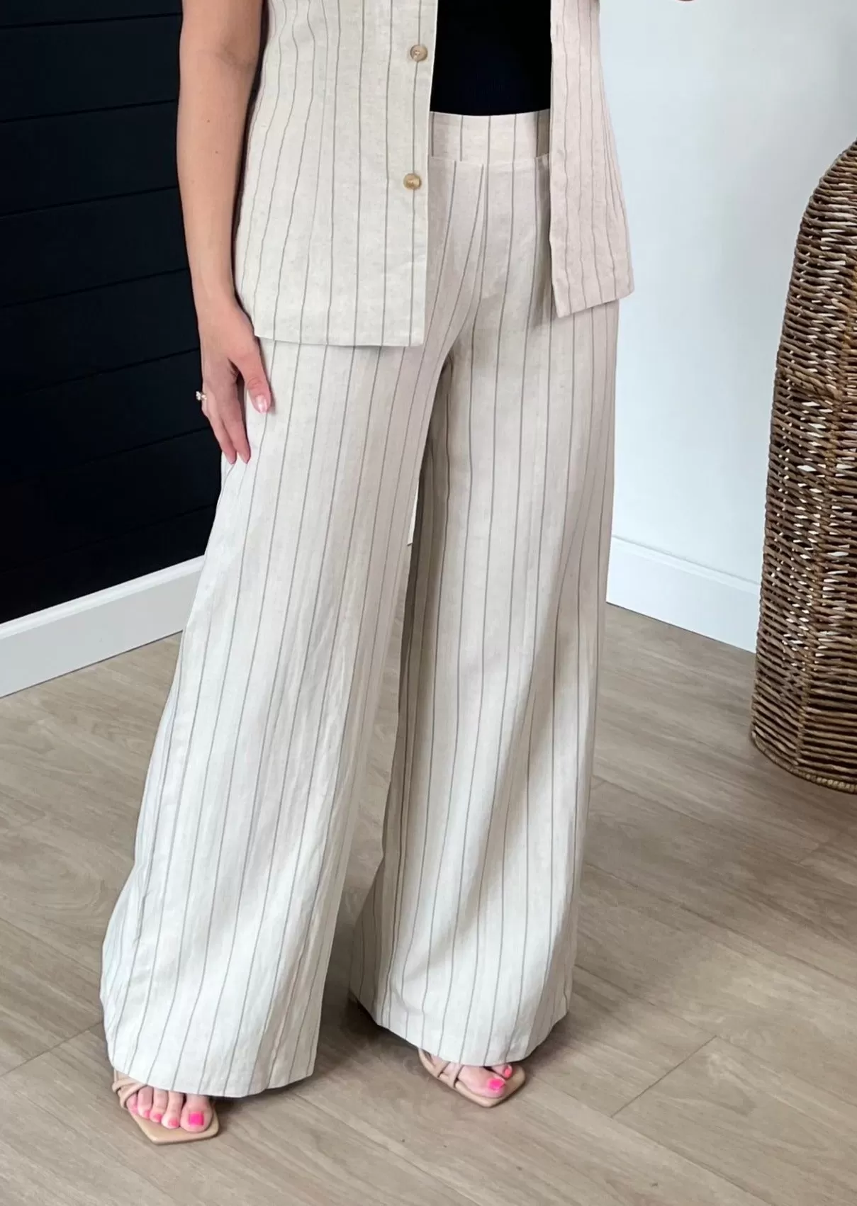 FINAL SALE - Linen Pinstripe Pants