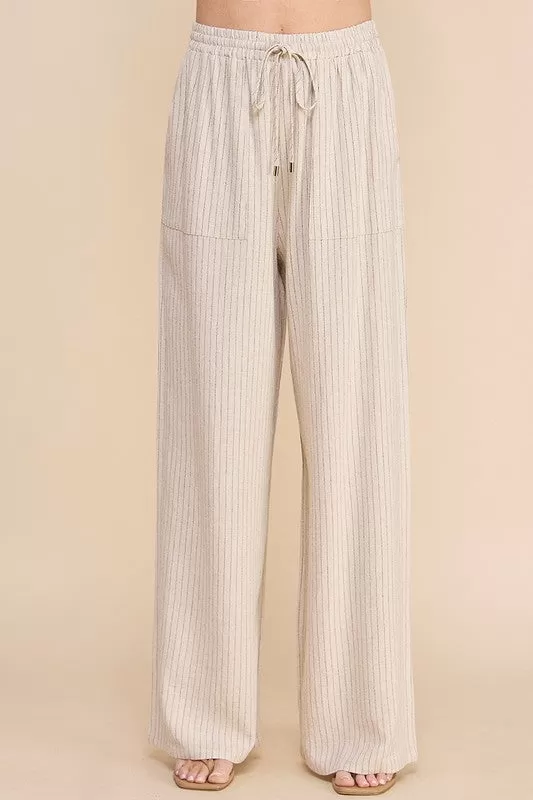 FINAL SALE - Sandy Beaches Striped Linen Pants - 2 Colors!