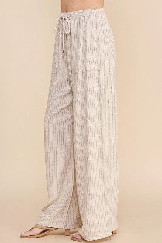 FINAL SALE - Sandy Beaches Striped Linen Pants - 2 Colors!