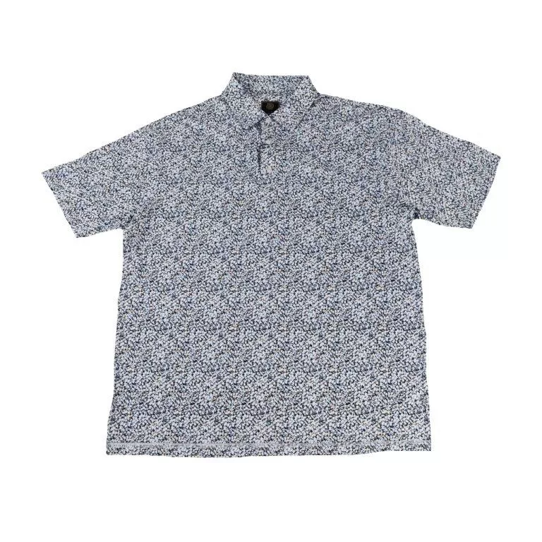 'FX Fusion' Men's Splash Print Polo - White / Blue / Tan