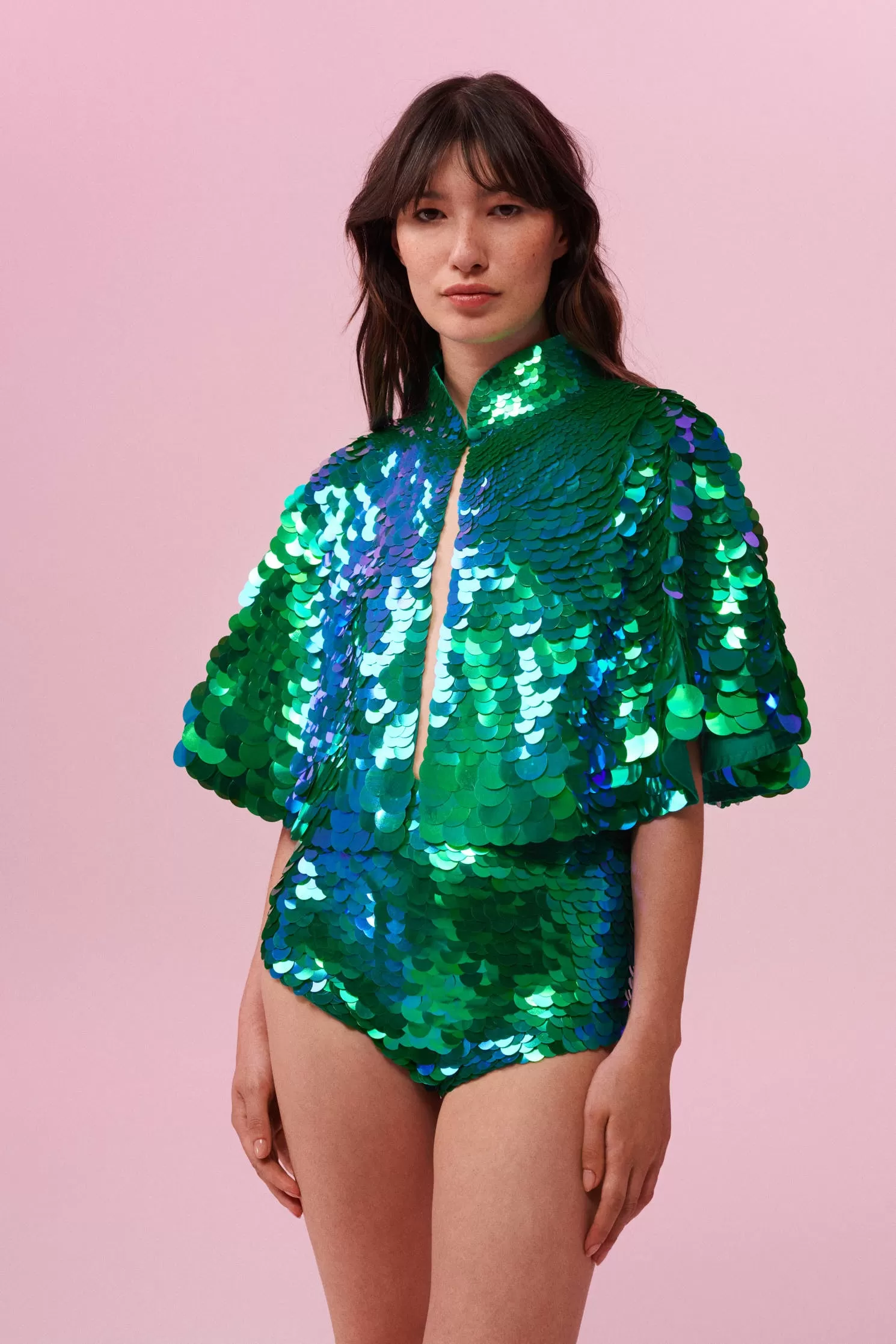 GIGI SEQUIN HOTPANTS - EMERALD